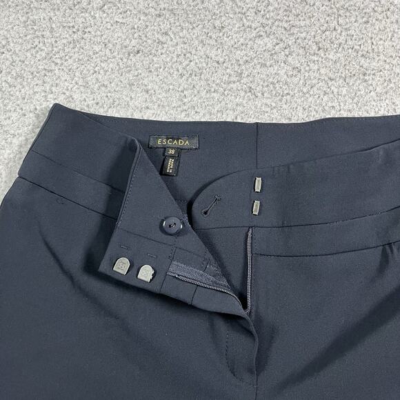 Escada Pants Womens 38 Blue Dress Straight Leg Trousers Preppy Designer - Picture 4 of 16
